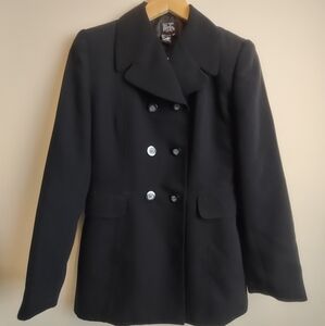 Morgan Taylor‎ Studio Sz 8 Petite Jacket Black Button Up Winter Coat